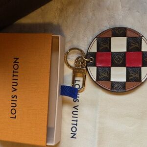 Louis‎ Vuitton Red and Brown Checkered Keychain